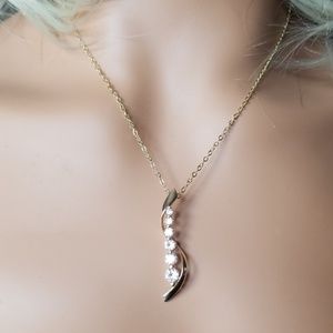 Delicate Gold Tone Cubic Zirconia Necklace 18" Studio S *
